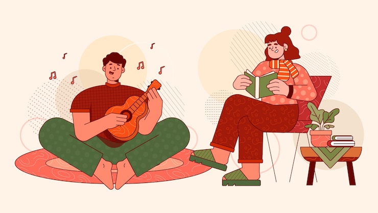 Free Vector hand drawn flat people hobbies