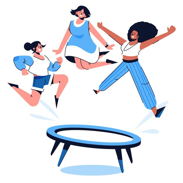 Hand drawn flat people jumping