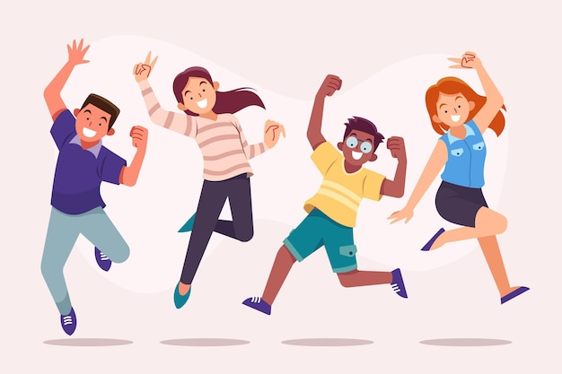 Free vector hand drawn flat people jumping