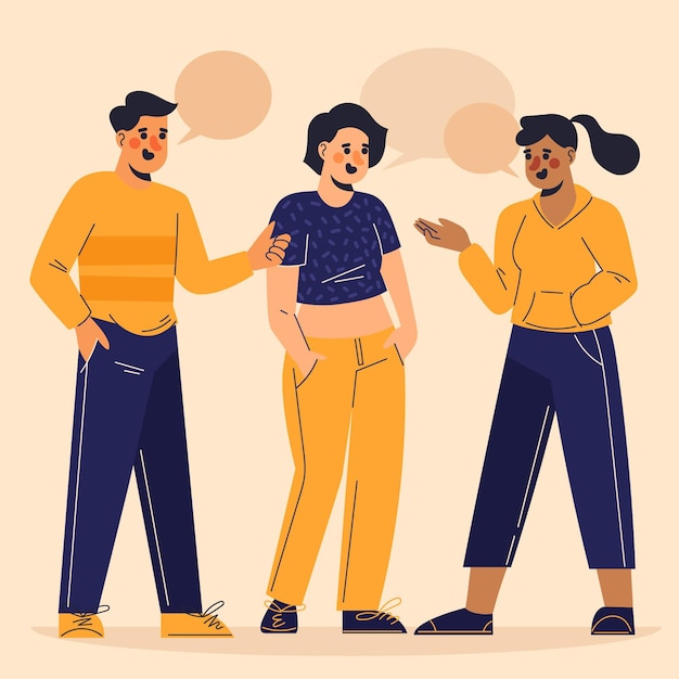 Free vector hand drawn flat people talking