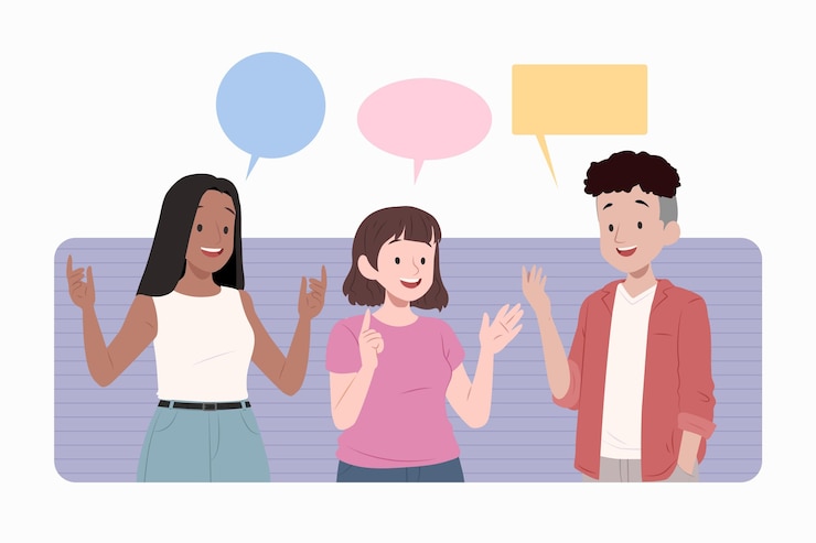 無料Vector 手描きの平らな人が話している