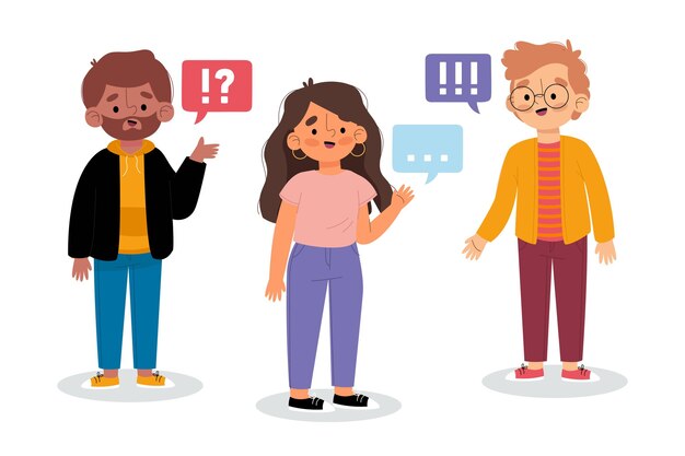 Free vector hand drawn flat people talking