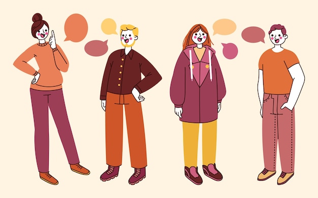 Free vector hand drawn flat people talking