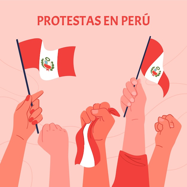 Illustrazione di proteste peru piatte disegnate a mano