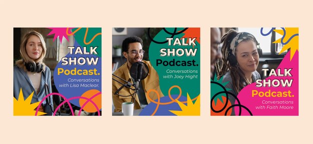 hand drawn flat podcast cover design