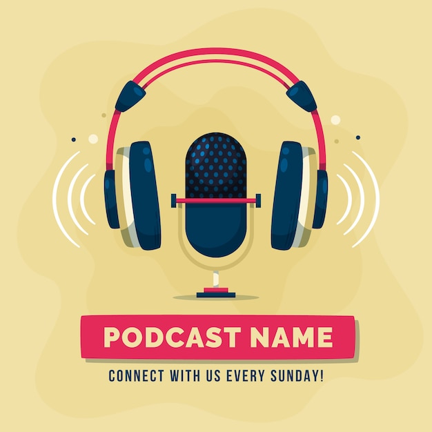 Free vector hand drawn flat podcast cover template