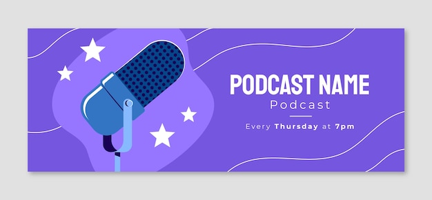 Hand drawn flat podcast cover template