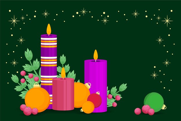 Free vector hand drawn flat purple candles advent background