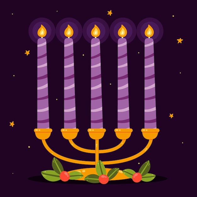 Free vector hand drawn flat purple candles illustration