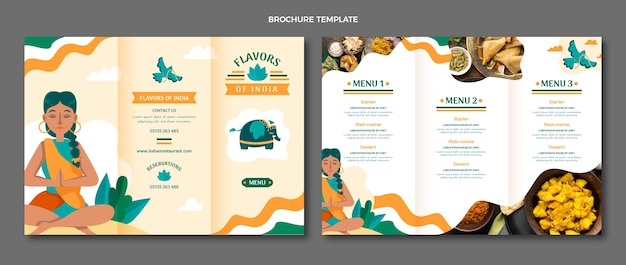 Free vector hand drawn flat republic day brochure template