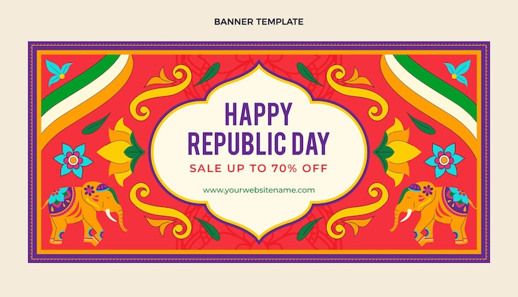 मुफ़्त वेक्टर hand drawn flat republic day sale banner