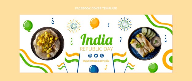 Hand drawn flat republic day social media cover template