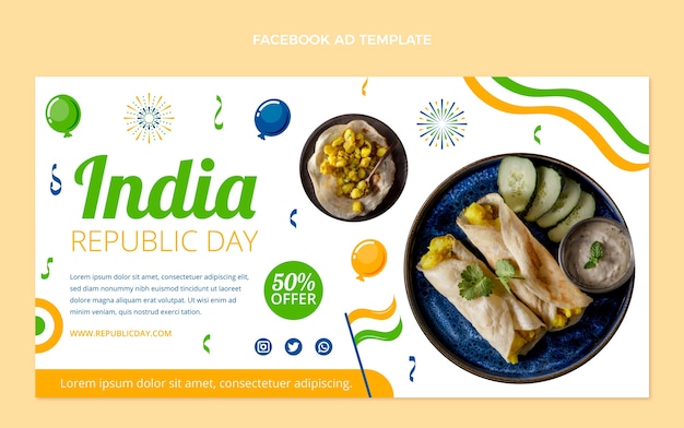 Free vector hand drawn flat republic day social media promo template