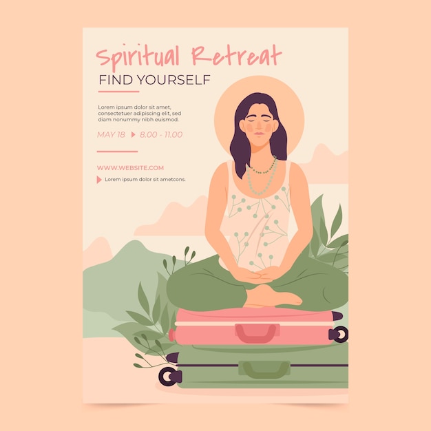 Free vector hand drawn flat retreat flyer / poster