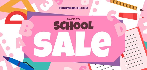 Hand drawn flat sale back to school banner