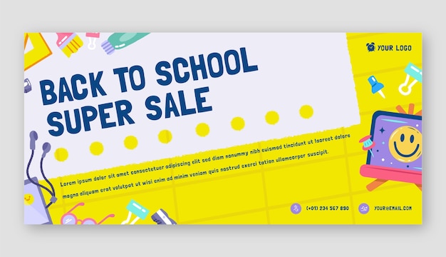 Free vector hand drawn flat sale back to school banner