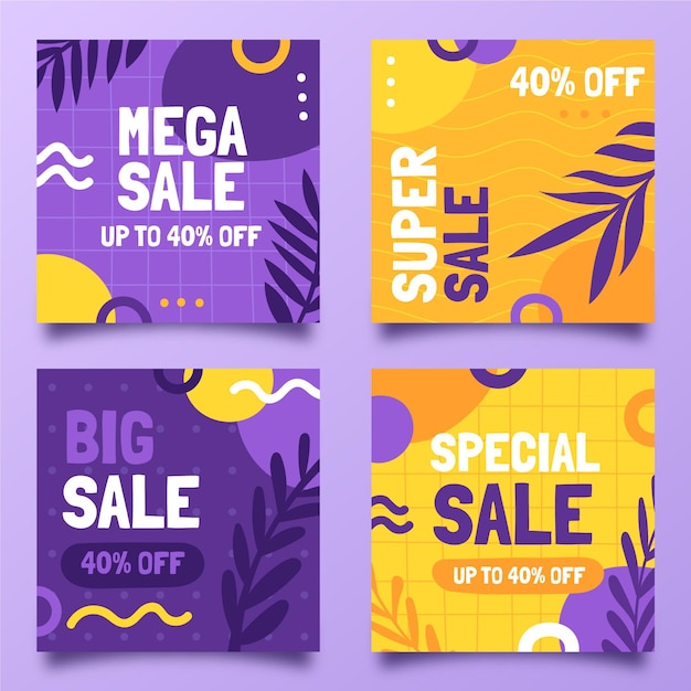 Free vector hand drawn flat sale instagram post pack