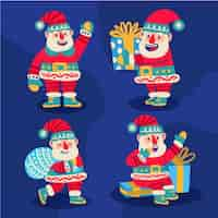 Free vector hand drawn flat santa claus characters collection