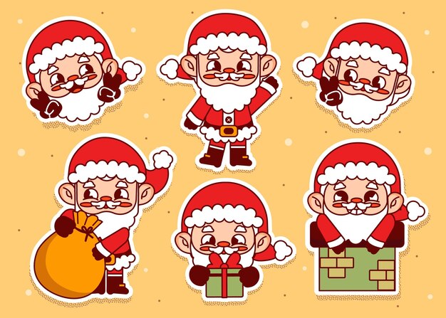 Vettore gratuito collezione di personaggi di babbo natale piatto disegnato a mano