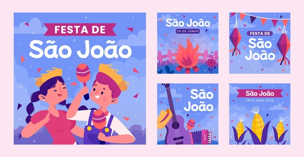hand drawn flat são joão ig post collection