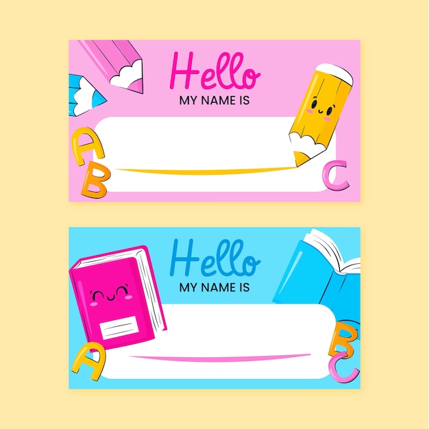 Free vector hand drawn flat school labels