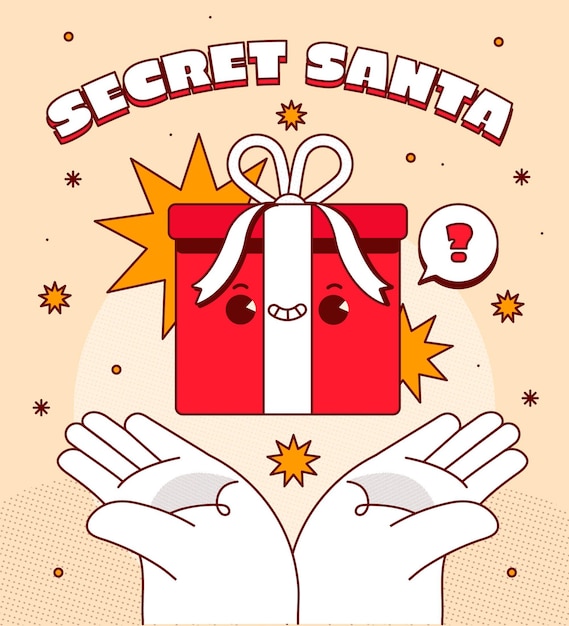 Hand drawn flat secret santa illustration