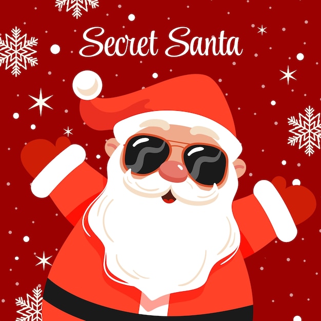 Hand drawn flat secret santa illustration