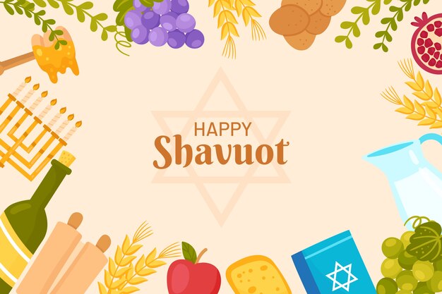 Sfondo shavuot piatto disegnato a mano