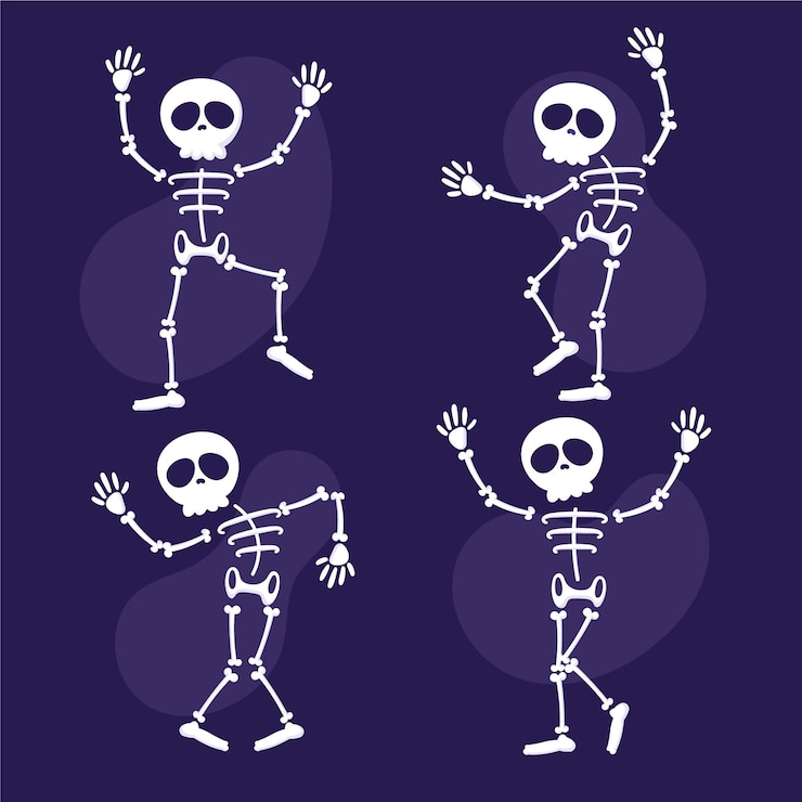 Free Vector hand drawn flat skeletons collection