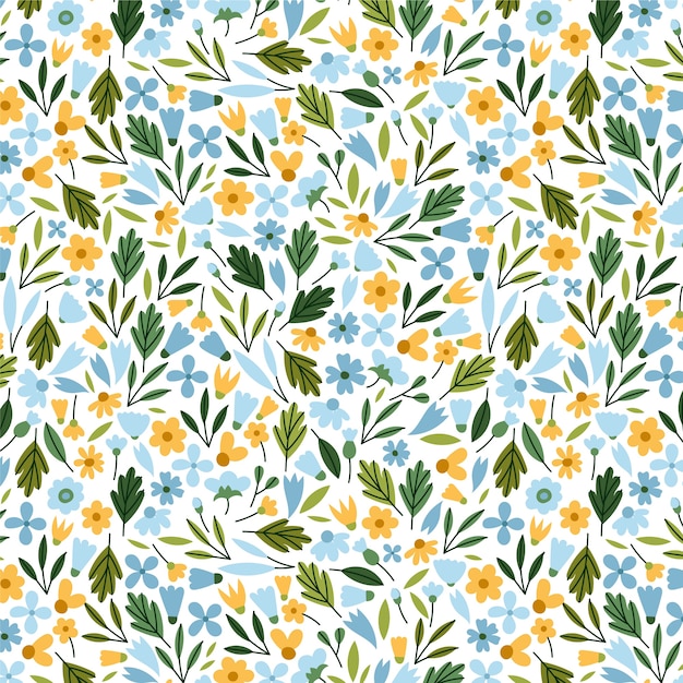 Hand drawn flat small flowers pattern