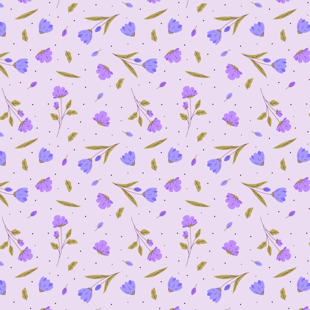 Free vector hand drawn flat small flowers pattern