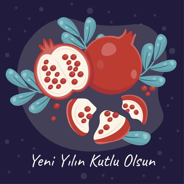 Hand drawn flat smashing pomegranates tradition illustration