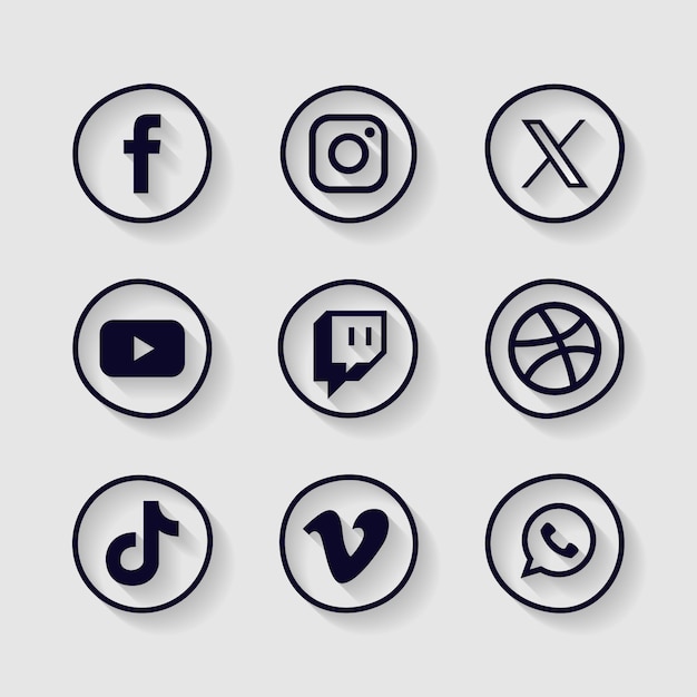 Ручно нарисованный плоский логотип социальных сетей