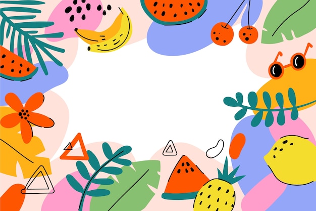 Hand drawn flat summer background