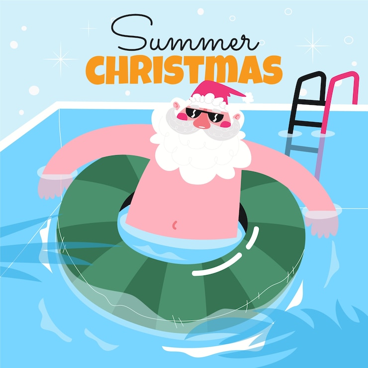Free Vector hand drawn flat summer christmas illustration