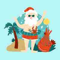 Free vector hand drawn flat summer christmas illustration