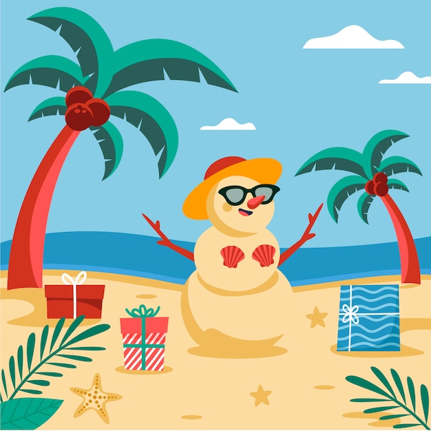 Free vector hand drawn flat summer christmas illustration