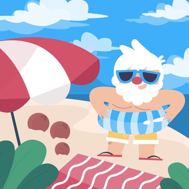 Free Vector hand drawn flat summer christmas illustration
