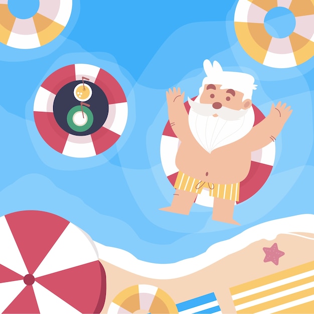 Free vector hand drawn flat summer christmas illustration