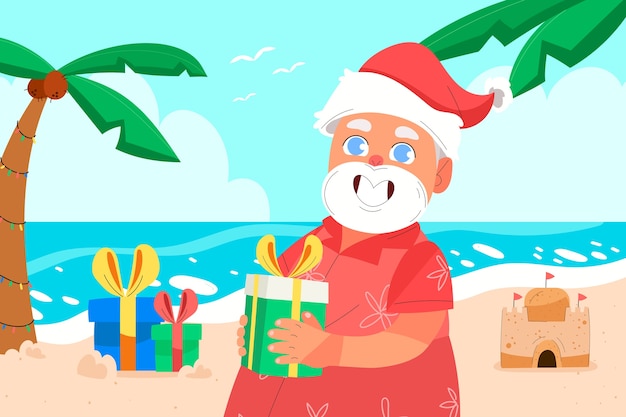 Free vector hand drawn flat summer christmas illustration