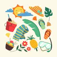 Free vector hand drawn flat summer party element collection