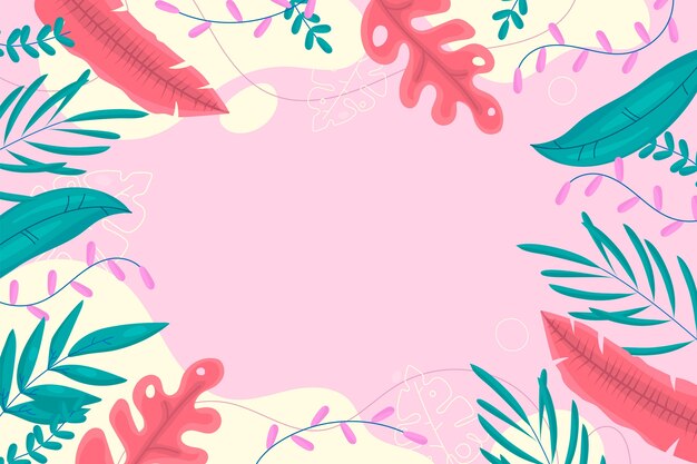 Hand drawn flat summer tropical background