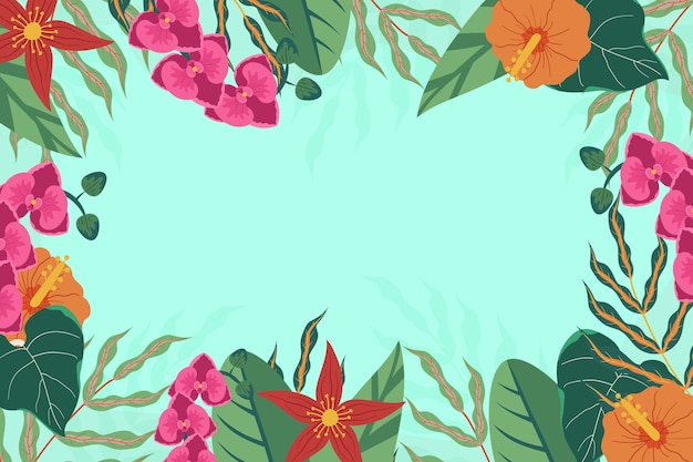 Fondo tropicale estivo piatto disegnato a mano