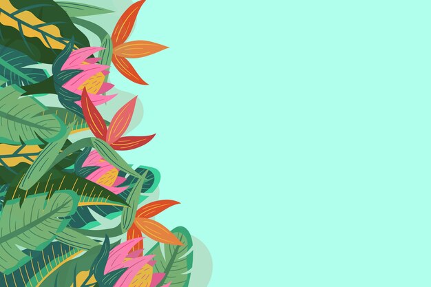 Hand drawn flat summer tropical background