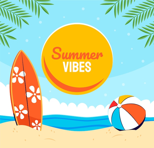 Free vector hand drawn flat summer vibes illustration