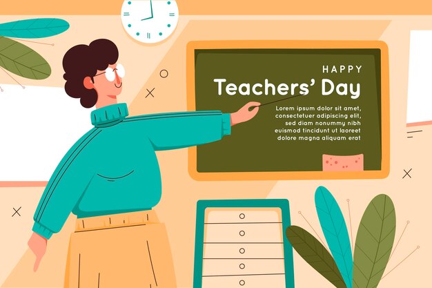 Free Vector hand drawn flat teachers' day background