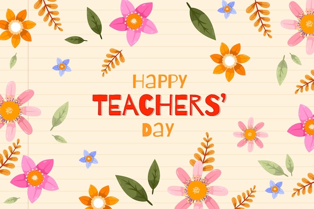 Hand drawn flat teachers' day background