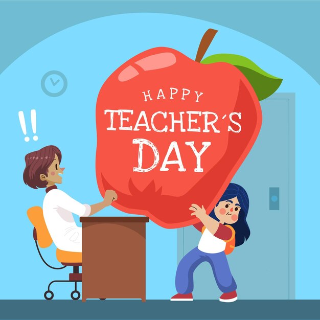 Free vector hand drawn flat teachers' day background