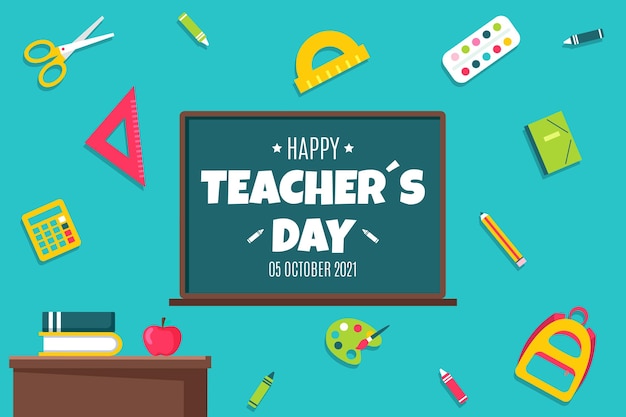 Hand drawn flat teachers' day background