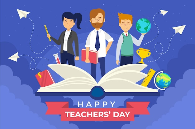 Hand drawn flat teachers' day background